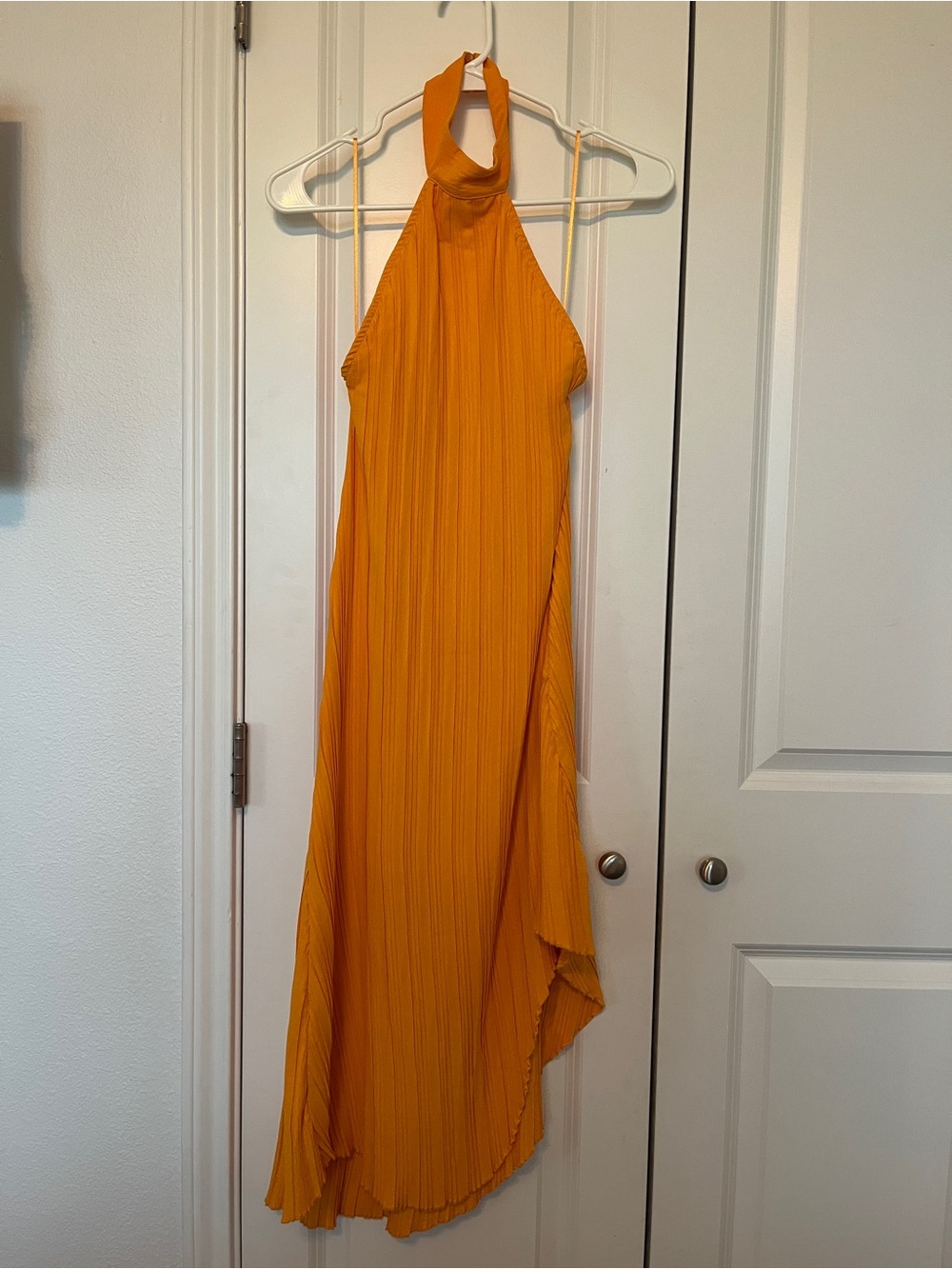 Zara Halter High-Low Maxi Dress in Bright Orange